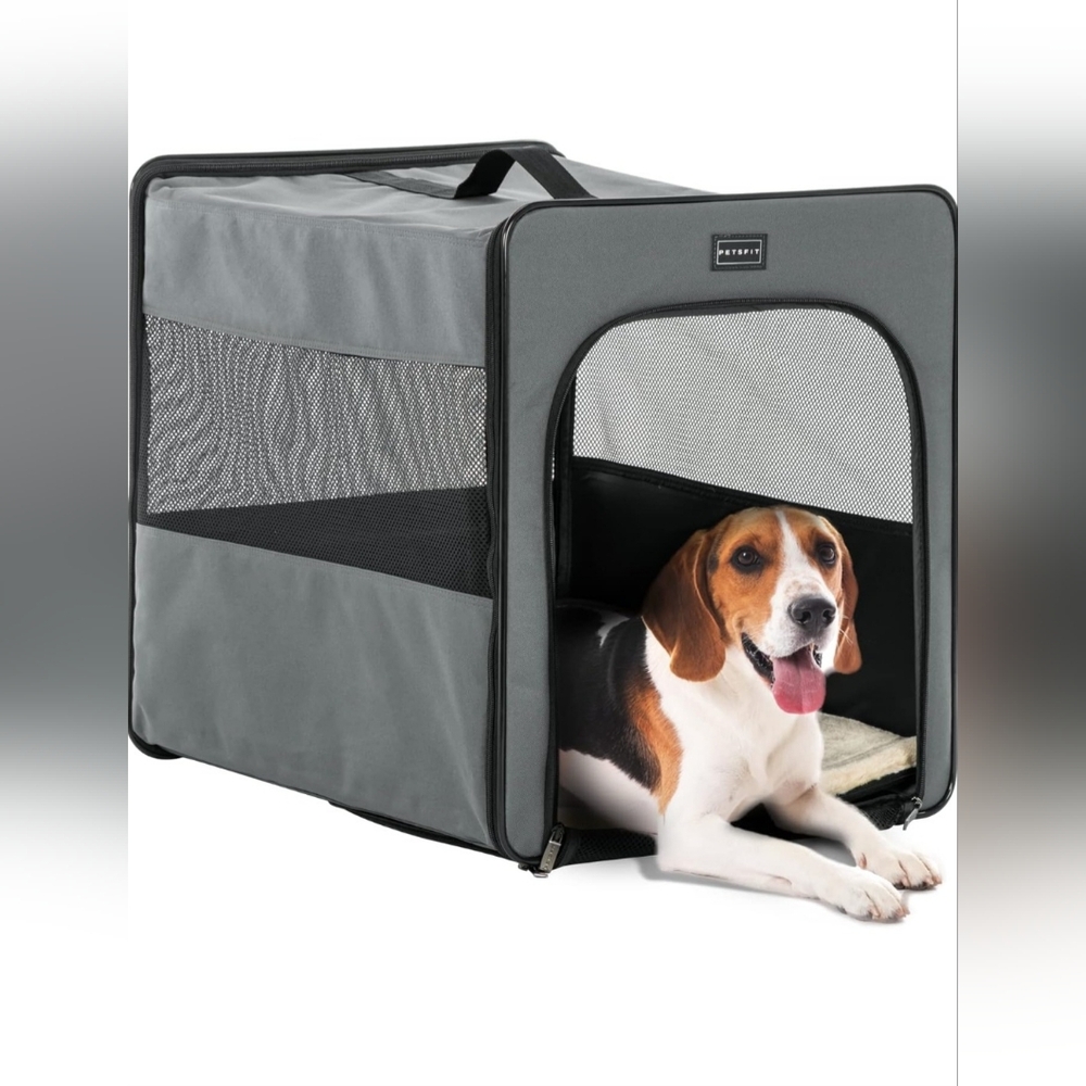 Petsfit Sided Dog Crate, Chewproof Design Breathable & Collapsible Dog Kennel, M